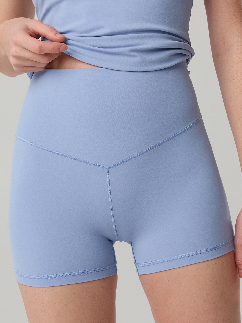 Light Blue High-Waist Women's Active Shorts